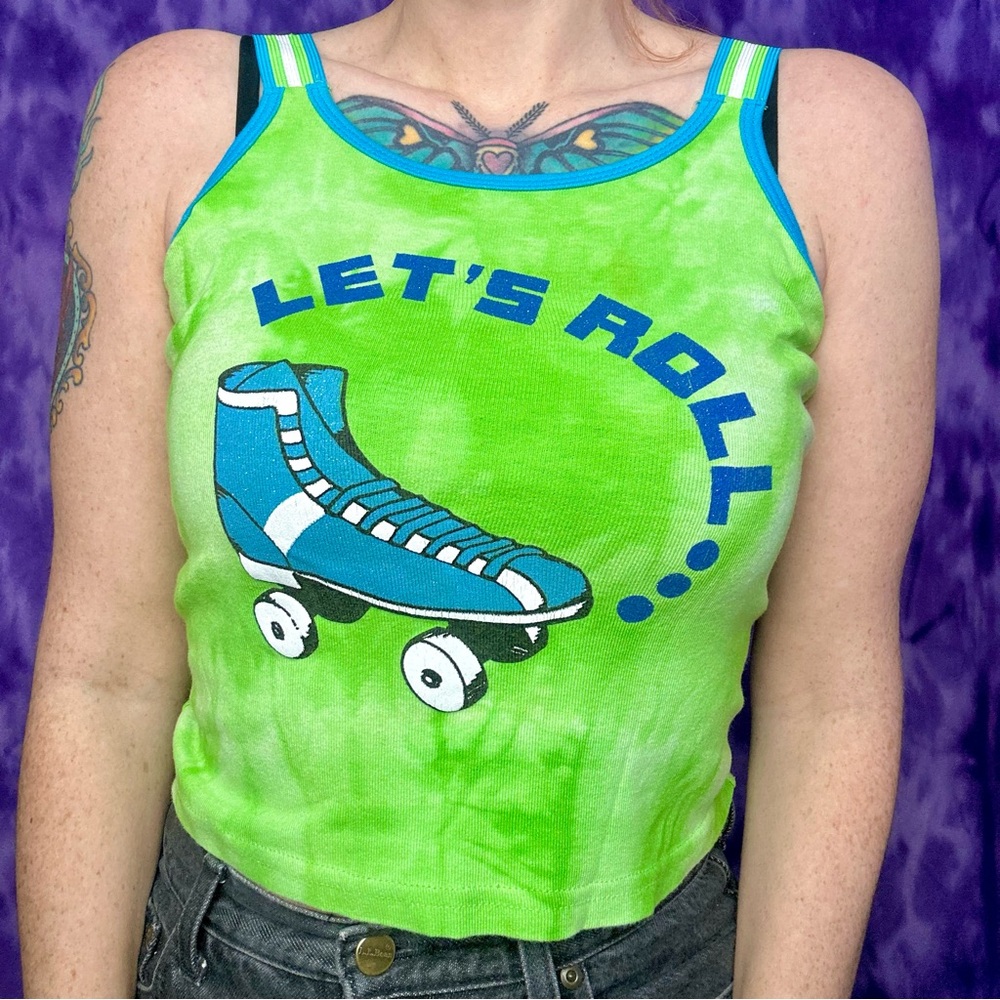 Basic Editions Rollerskating Graphic Tank Top Cam… - image 1